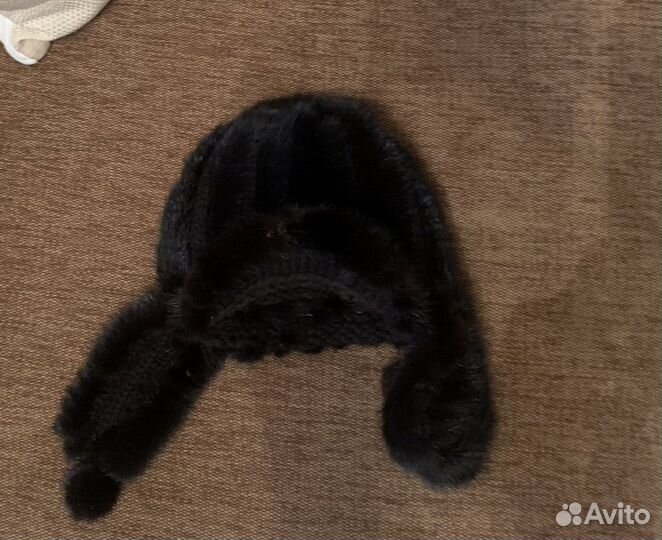 Шапка норковая вязанная женская