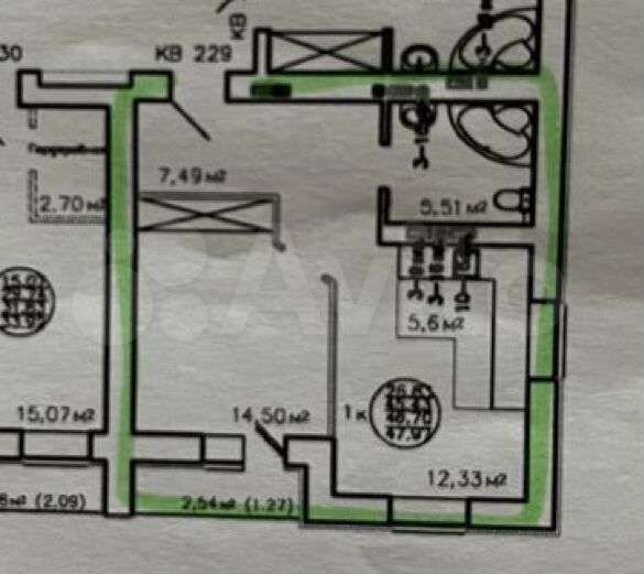 1-к. квартира, 48 м², 9/19 эт.