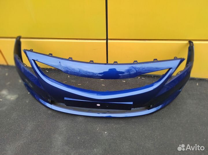 Бампер передний на Хёндай Солярис 14-17 синий