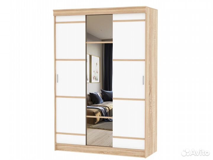 Шкаф-купе 1,5 м сакура Дуб Сонома/Белый