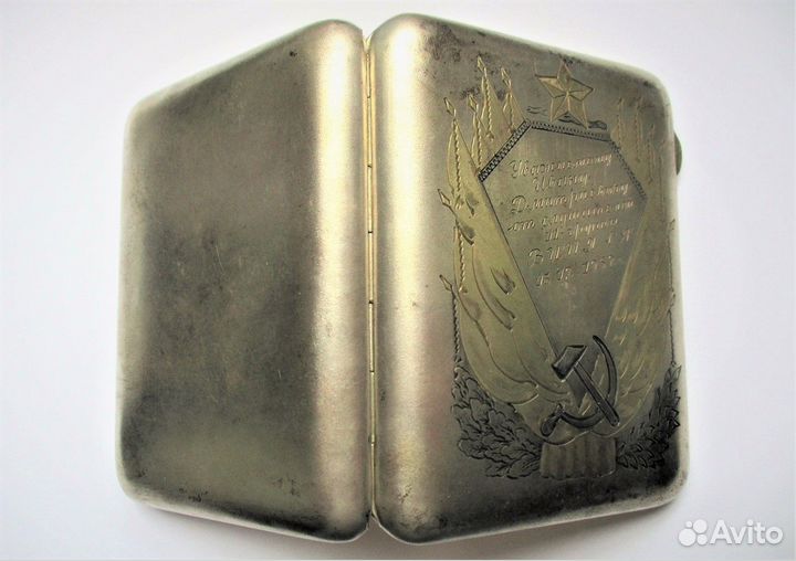 Серебро, вес 158 грамм. Портсигар Агитационный