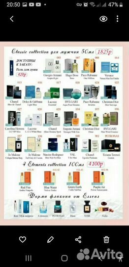 Духи Эссенс (Essens) брендовые номерные 50 мл