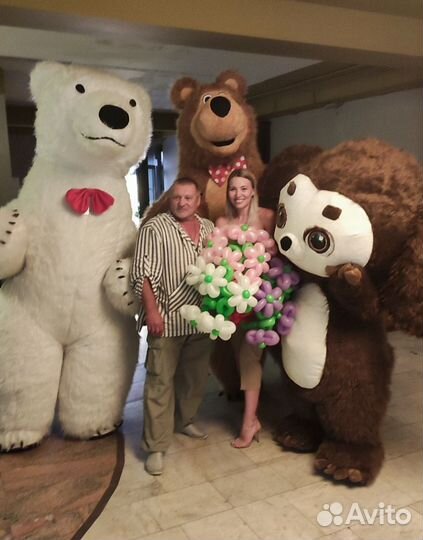 Чебурашка,Белый и Бурый Мишка, Панда, Лисёнок,Заяц