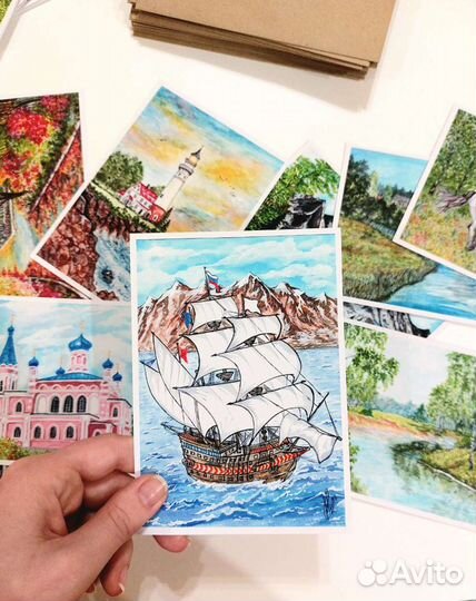 Открытки Акварелью А6 разные