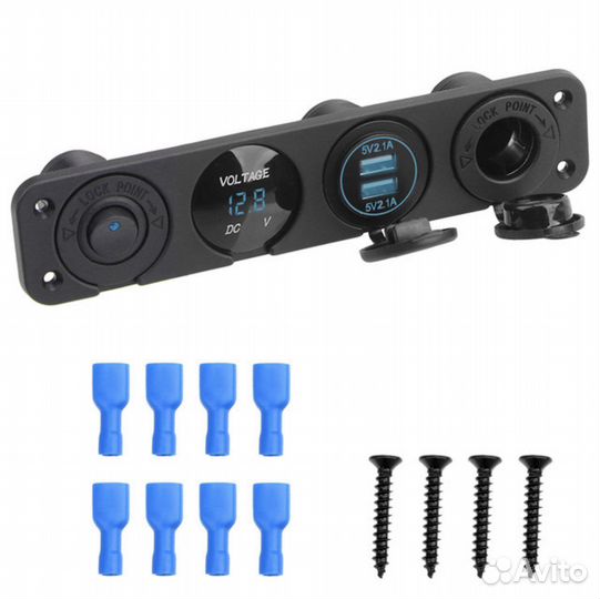 Панель 12v авто лодка катер розетка usb амперметр