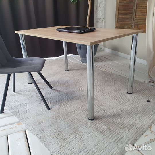 Письменный стол Дуб 130*80 см. Хром ножки