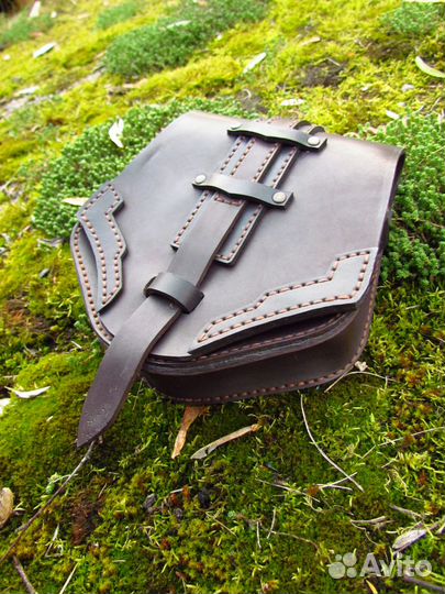 Сумка поясная кожаная