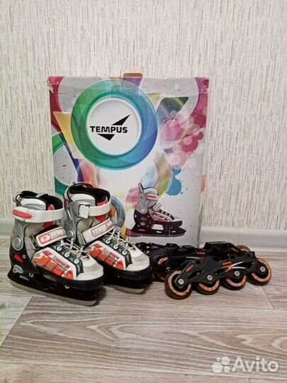 Коньки-ролики 2-в-1 р-р 29-32 раздвижные