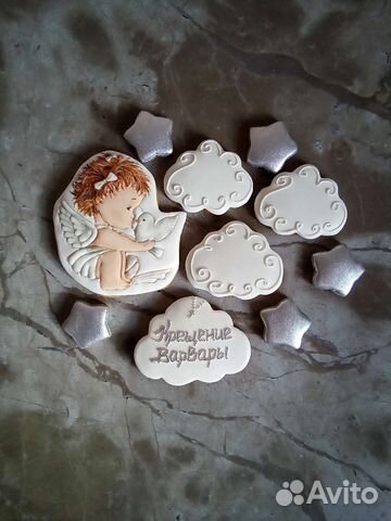 Имбирные пряники, крещение, на торт, в подарок