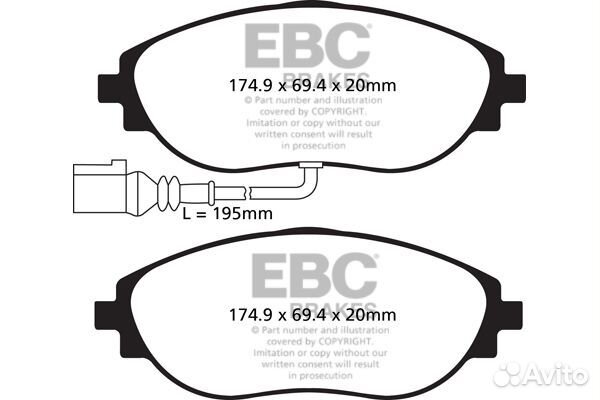 Колодки перед EBC DP42127R audi VW skoda MQB