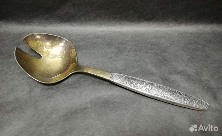 Винтажная салатная ложка, серебро 916