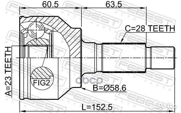 ШРУС наружный 23x58.6x28 0510-blat 0510-blat Fe