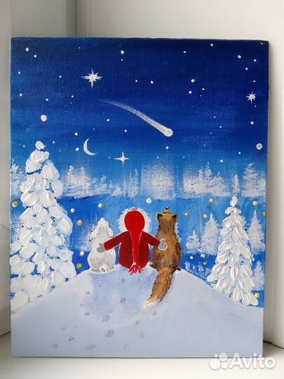 Картина на холсте Новый год, дед мороз