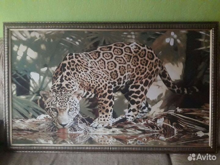 Картина гобелен в багете, Леопард