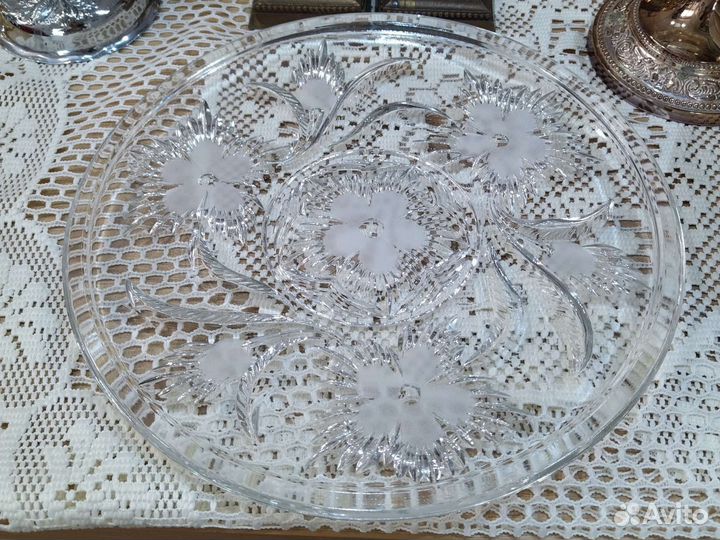 Блюдо стекло резьба Германия