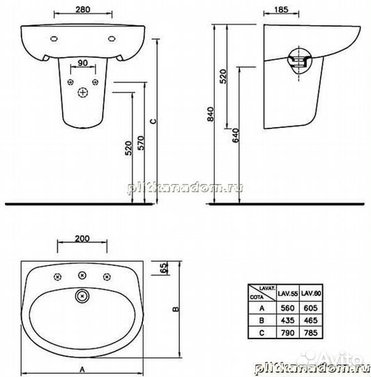 Gala Nila 17010(71784) раковина 60х46 с крепежом