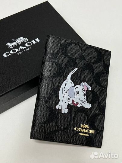 Обложка на паспорт coach из натуральной кожи люкс