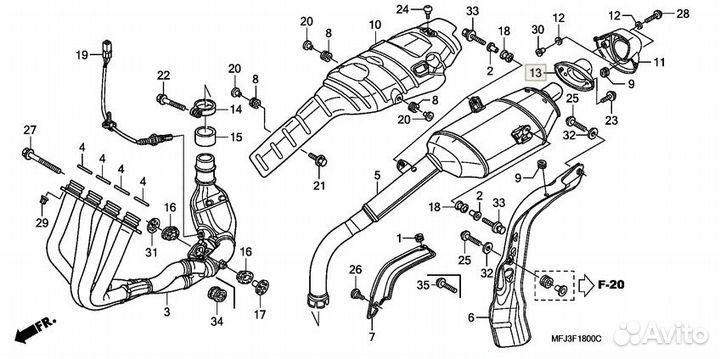 Honda Накладка глушителя CBR600RR 18370-MFJ-D00