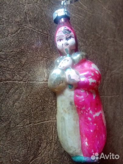 Клоун с дудочкой елочная игрушка редкая