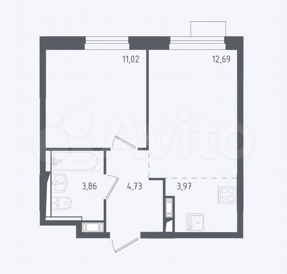 2-к. квартира, 36,2 м², 4/13 эт.