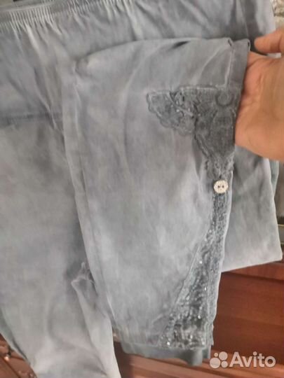 Джинсовые брюки-лосины