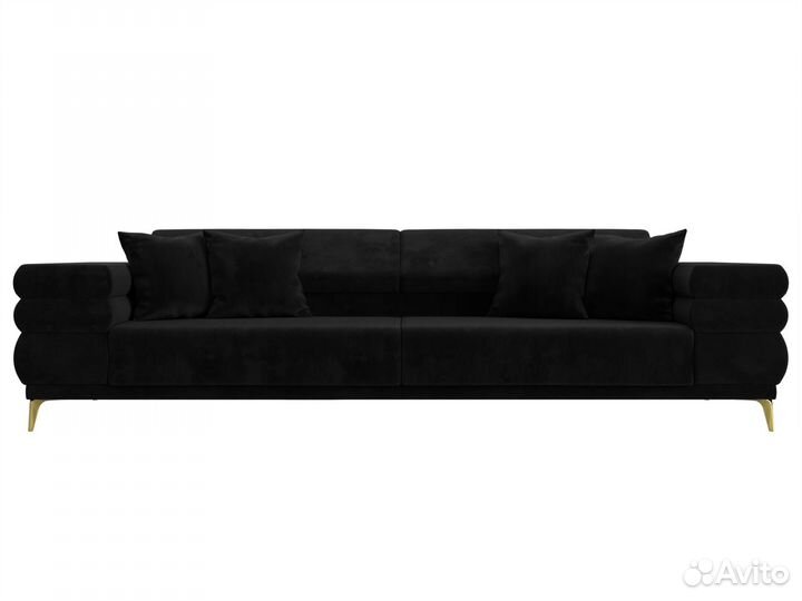 Диван прямой Лига-021, велюр, черный. Москва и мо