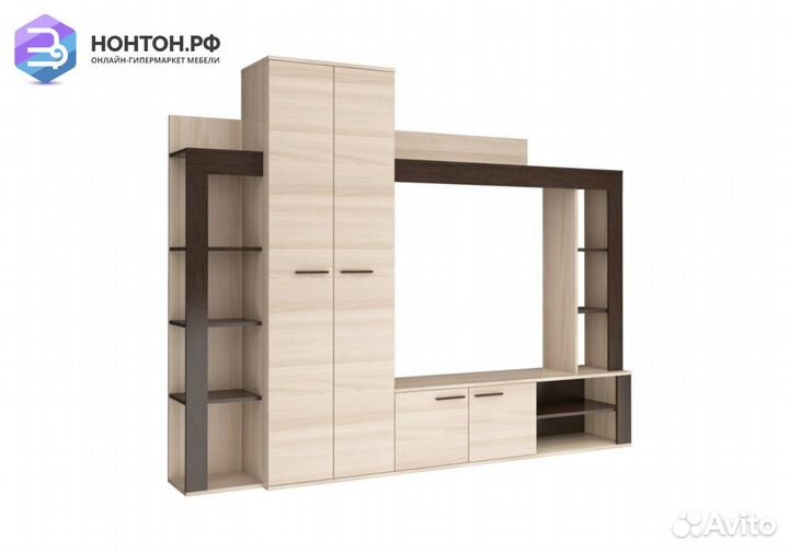 Стенка Осло дуб феррара / ясень шимо светлый