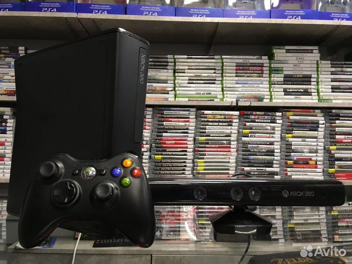 Xbox360 250gb Slim Прошитый Aurora + Kinect