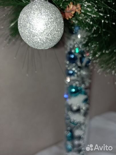 Новогодняя ваза / колба с шариками 60 см