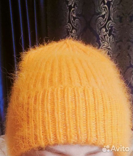 Шапка из пуха норки очень тёплая вязаная