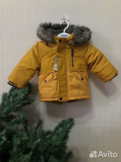 Парка для малыша горчичная 74-80