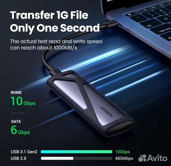 Ugreen бокс для SSD M.2 диска и USB3.O OTG адаптер