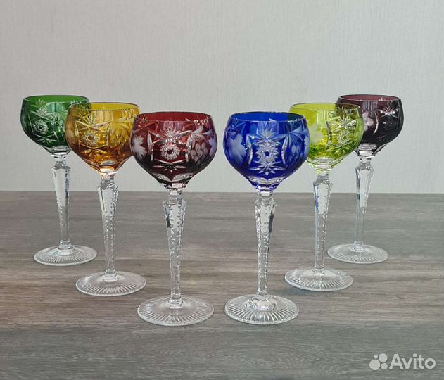 Хрустальные цветные фужеры Германия