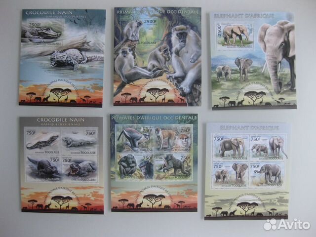 Марки фауна Того 2013г серия чистые 145р лист объявление продам