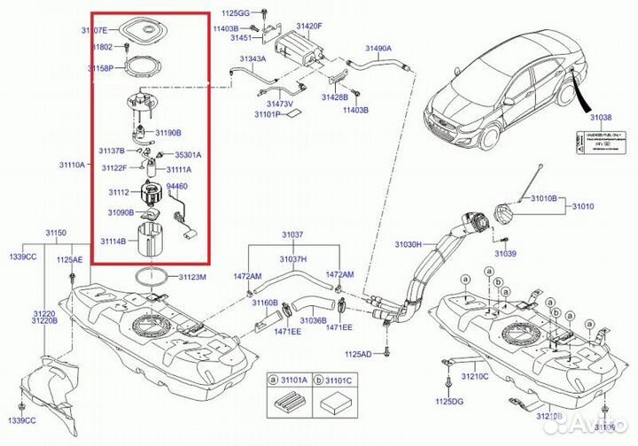 Бензонасос в сборе Hyundai Solaris седан