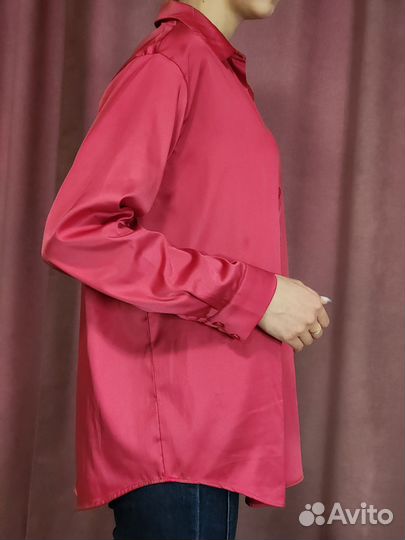 Шелковая рубашка розовая женская