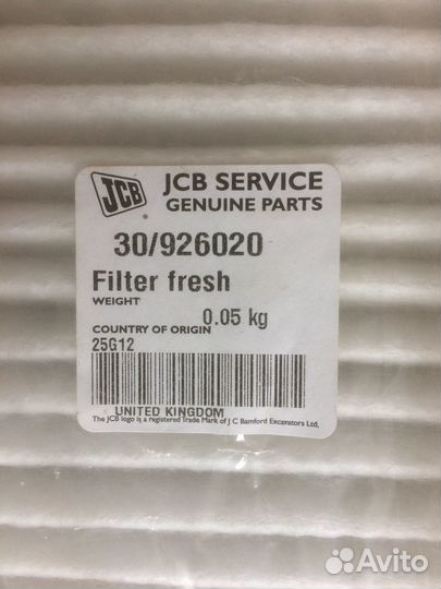 Воздушный фильтр кабины JCB landpower 30/926020
