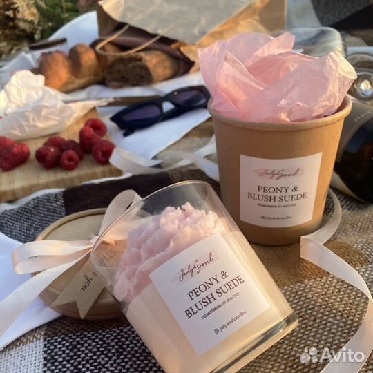 Арома свеча пион в стакане 250мл - кокосовый воск