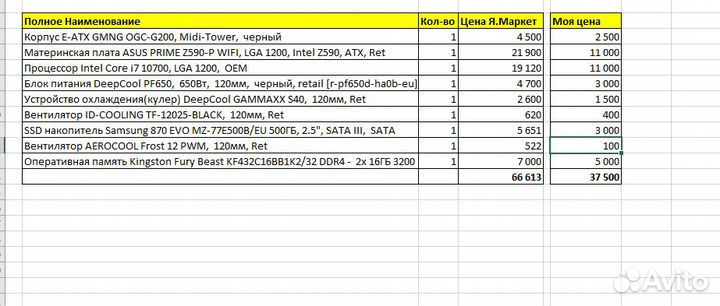 Системный блок i7 10700 Z590-P 650W 2x16Gb 500Gb