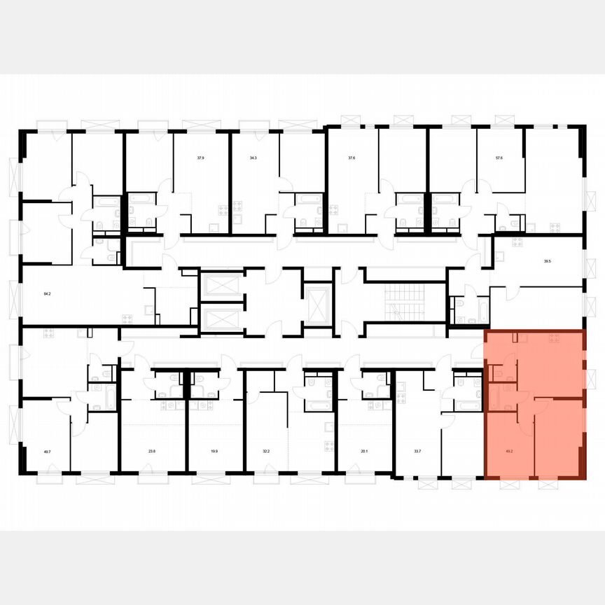 2-к. квартира, 49,2 м², 11/24 эт.