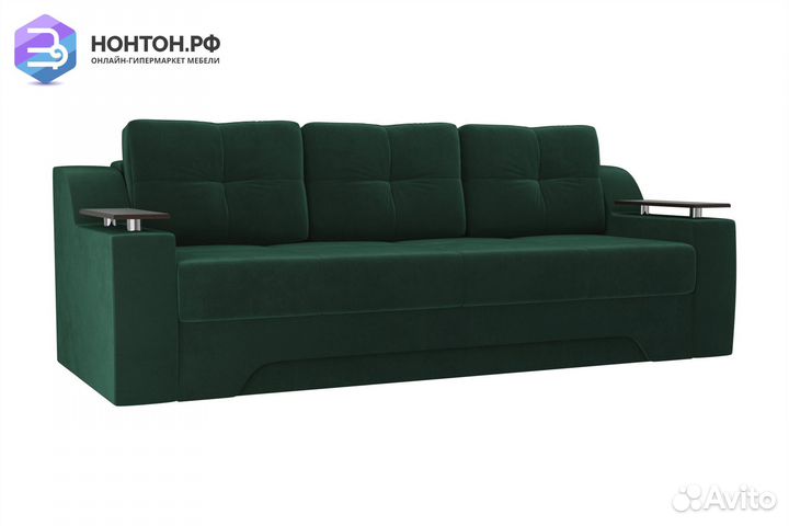Диван еврокнижка Сенатор велюр зеленый