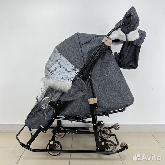 Санки коляска Galaxy Glory Gloss черный