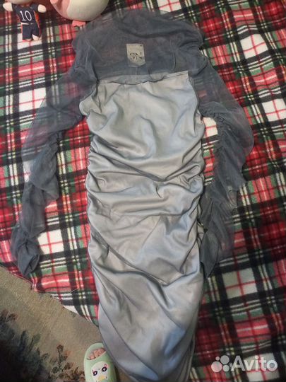 Вечернее платье миди серое 46 размер