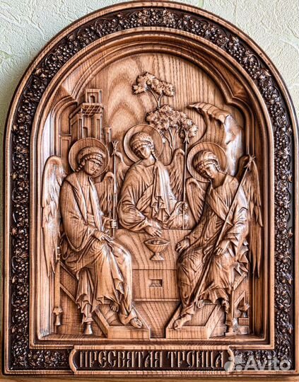 Икона Святой Троицы (из дерева)