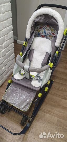 Коляска санки с колесами