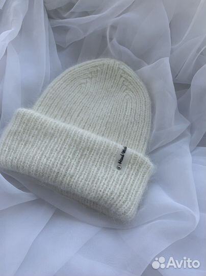 Шапка луковка варежки из пуха норки ручная работа