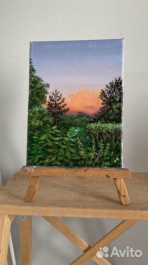 Картина маслом на холсте закат пейзаж