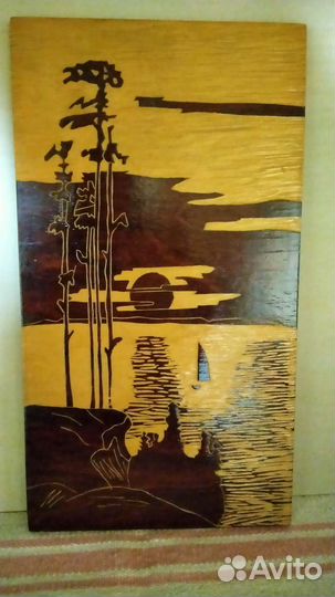 Картина панно из дерева и чеканка