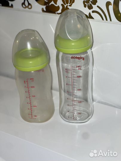 Pigeon бутылочка стекло + новые соски