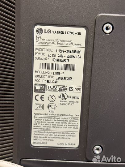 Монитор LG flatron L175S - SN